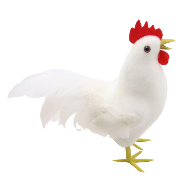 Escultura de Gallo de Pascua shamjiam Adorno de Escritorio de Espuma Decoración de Patio Blanco