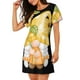 thumbnail image 2 of Fotbe Sunflower Gnomes 3 Bata de Dormir para Mujer con Estampado, Camisón de Algodón de Manga Corta, Ropa de Dormir Casual, 2 of 6