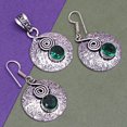 thumbnail image 3 of Set Pendant Emerald Womens  Earrings Plated Simulated Jewelry Handmade, 3 of 7