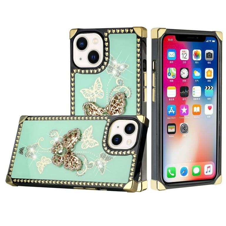 Luxury Bling Square Phone Case For iPhone 12 11 13 Pro Max Glitter Soft  Cover