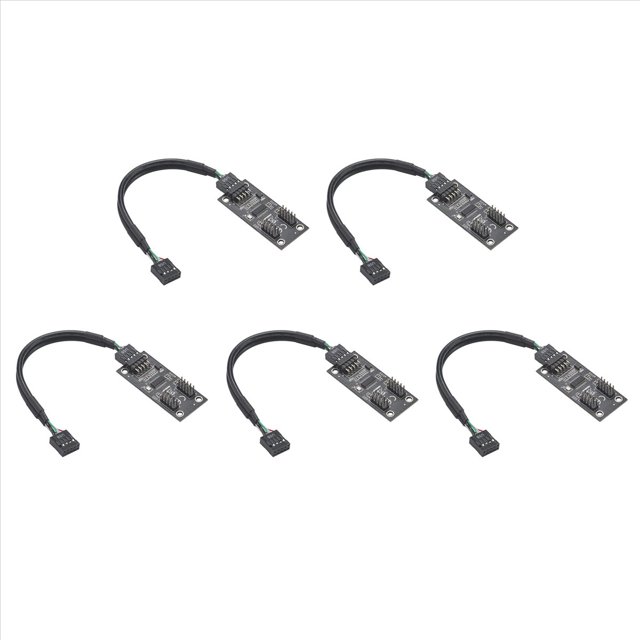 5X Hub USB Divisor USB USB2.0 de 9 Pines A Adaptador de Concentrador Doble de 9 Pines Placa Base Vertical Conector USB de 9 Pines Cable de Extensión 1 A 2