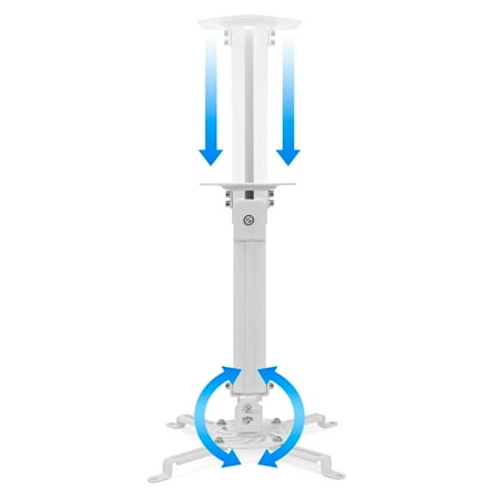 Video Projector Mount Mount Factory Universal Extendable Ceiling Projector Mount Adjustable Height - White ()