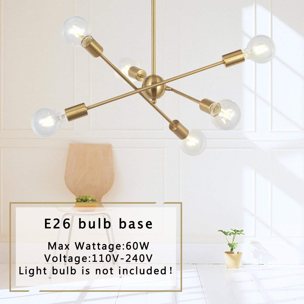 Regal Nauticaz Sputnik Chandelier Lighting 6 Lights Black Chandelier Mid Century Pendant Light Industrial Kitchen Dining Room Ceiling Lighting Fixture for Bedroom & Hallway