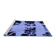 thumbnail image 2 of Ahgly Company Machine Washable Indoor Square Abstract Blue Modern Area Rugs, 4' Square, 2 of 4