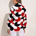thumbnail image 2 of Geometric Retro Style Black Red White Long Sleeve Blouse Woman Streetwear Casual Shirts Summer Oversize Woman Streetwear Clothing Birthday Present, 2 of 7
