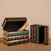 Wooden Book Shaped Storage Box 5.51x6.3x7.87 Inch, Small Book Design Storage Box Secret Hidden Book Shape Case for Ornaments Jewelry Office Bedroom(1pcs, B)