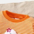 thumbnail image 5 of LIIPEE Girls Pajamas Sets Halloween Cartoon Ghost Embroidery Long Sleeve Round Neck Striped Shirt Pants Set Toddler Leisure Party Homewear Pjs Outfits,Orange,6-12 Months, 5 of 9