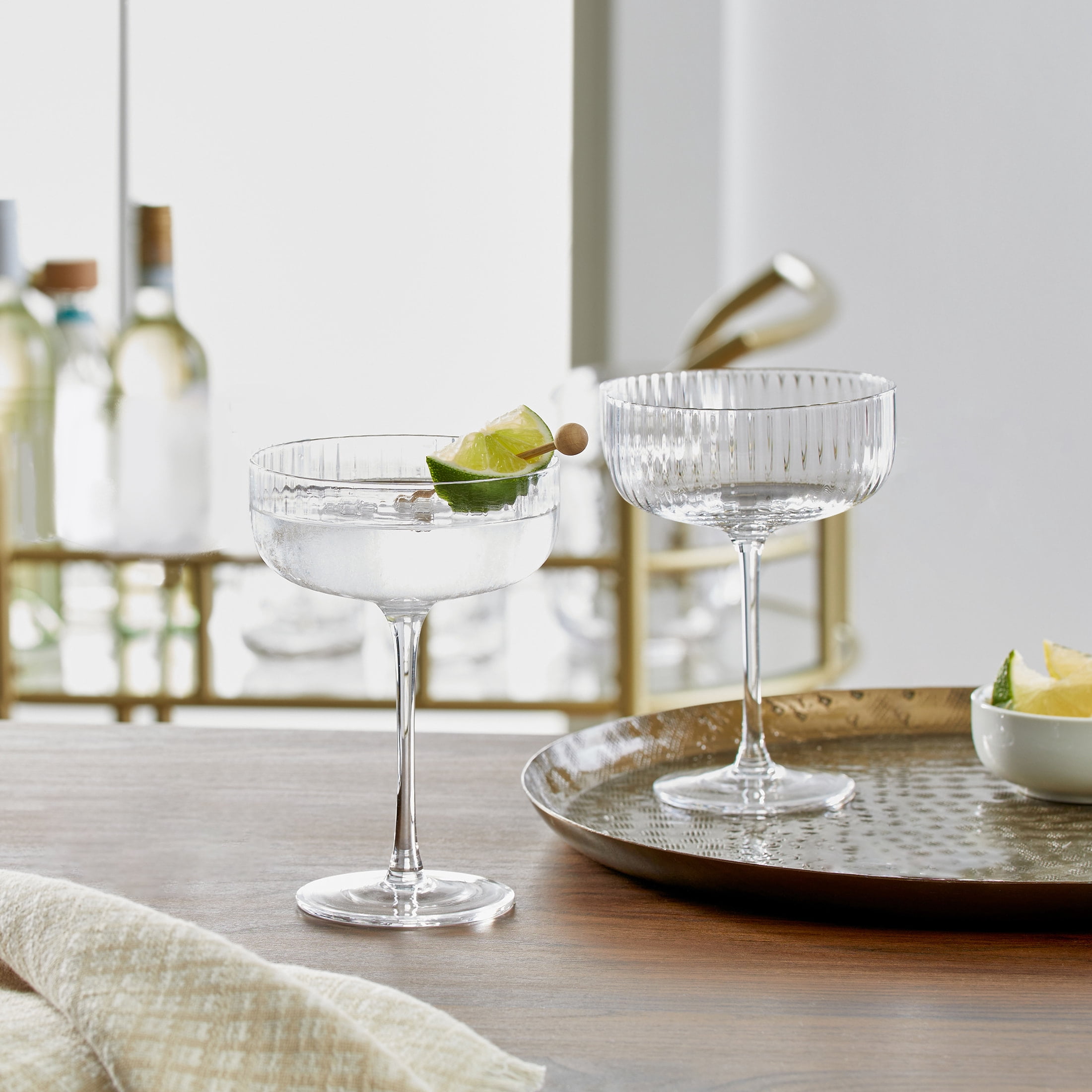 Better Homes and Gardens Ribbed Coupe Glass 2pk Clear