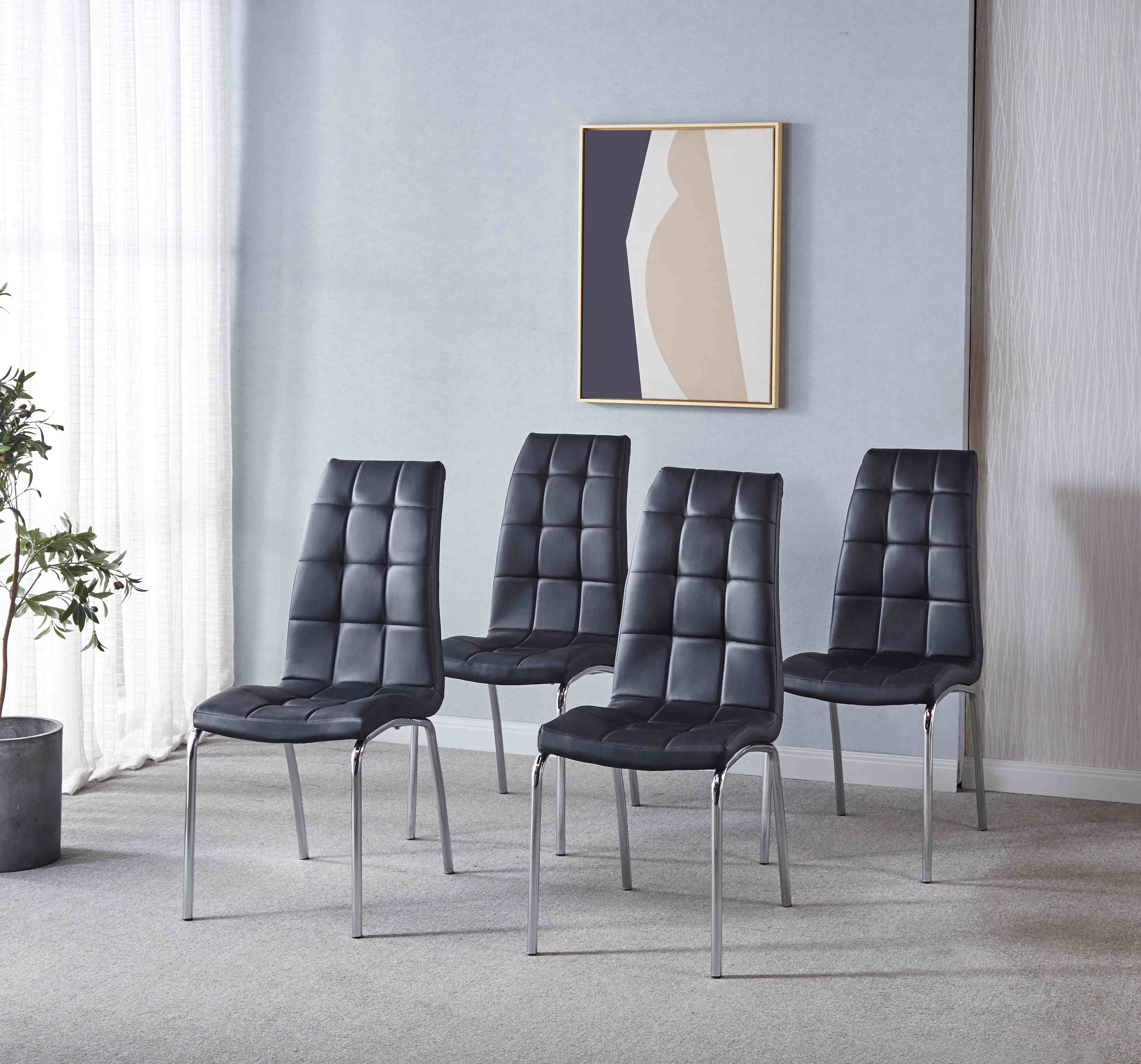 Modern Dining Chairs Set of 4, Lattice Design Leatherette Dining Room ...