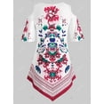 thumbnail image 2 of Talla grande hombro frío impreso floral tee asimétrico Rosegal Camisetas tallas grandes, 2 of 5