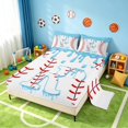 thumbnail image 2 of Manfei Kawaii Baseball King Sheets, Sport Letter RBedding, Light Blue R 4-Piece(1 Flat Sheet, 1 Fitted Sheet and 2 Pillowcases), 2 of 6