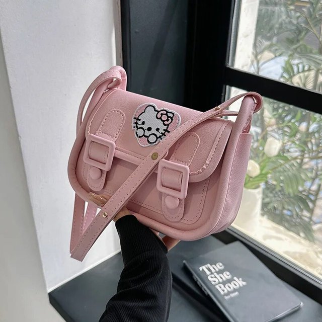 Bolso de hombro Kawaii Sanrio Hello Kitty para mujer, bolsa cuadrada de Pu, lindo Cinnamoroll, Maito, bolso de moda, regalo para niña
