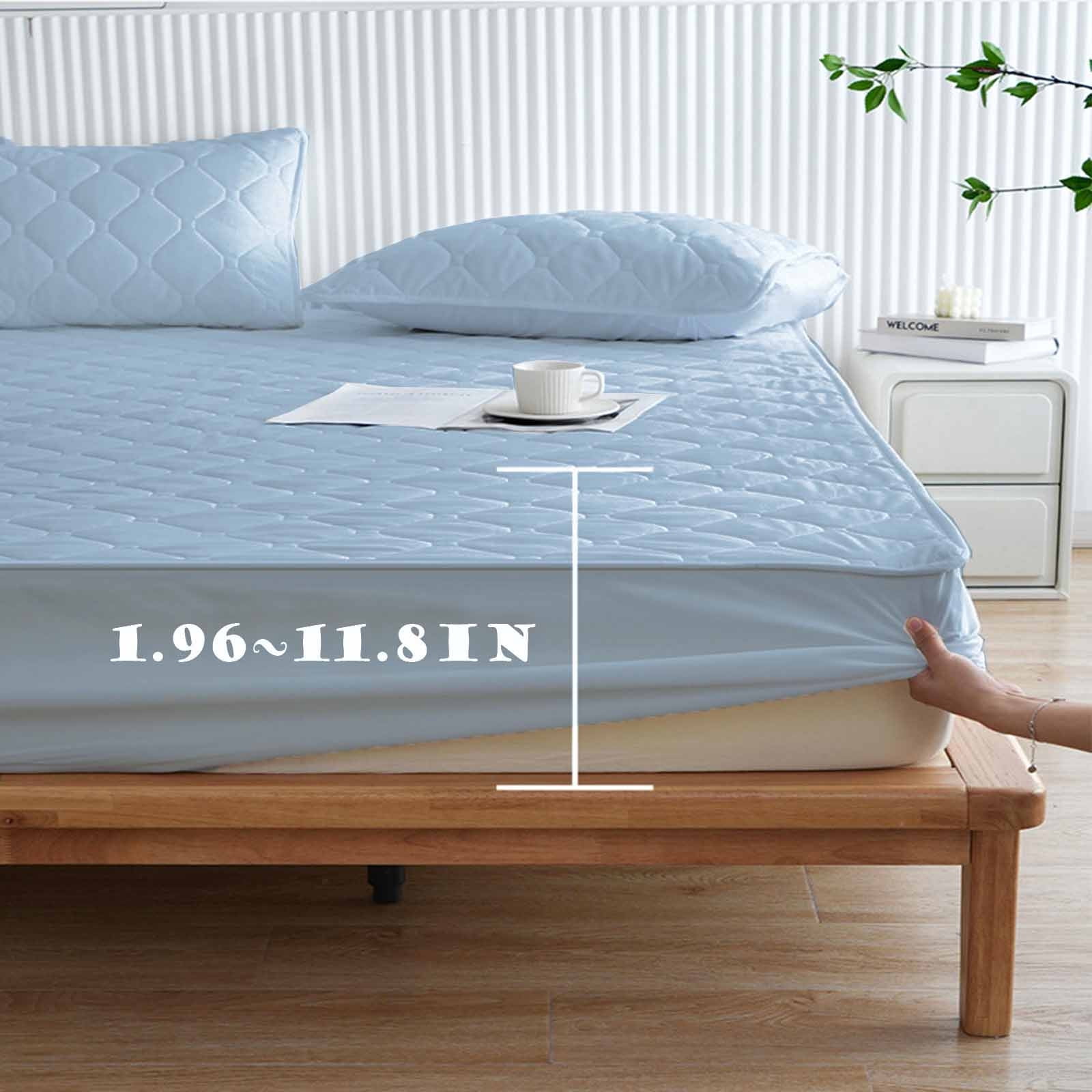 Hmgxay Polyester Mattress Protector, 60"x80" Waterproof Bed Sheet Cover - Soft Cotton Bedspread with 360 Degree Wrap, Fitted Mattress Cover for Skin-Friendly Comfort(Blue)