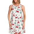 thumbnail image 1 of Easygdp Vintage Christmas Reindeer para Vestido Transpirable de Mujer, Vestido Suelto de Manga Corta con Pliegues y Bolsillos para el Verano, 1 of 7