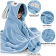 thumbnail image 3 of Baby Bath Towel Hooded Ultra Soft Hooded Towel Highly Absorbent Bathrobe Blanket Toddlers-Extra Large 28" x 55" Blue, 3 of 4