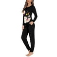 thumbnail image 2 of Renewold Women's Pajama Set Long Sleeve Sleepwear Ladies Soft Cozy Up Pjs Pink Floral Butterflies Print Lounge Set Casual Outdoor Jogger Sweatpants Size 5XL, 2 of 5