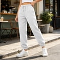 thumbnail image 2 of Womens High Waisted Baggy Sweatpants Fleece Lined Sweatpants Fall Winter Athletic Joggers Lounge Trousers Cinch Bottom Sweatpants, 2 of 5