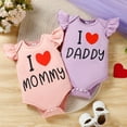 thumbnail image 2 of FUZHIQ 2Pcs Girls Bodysuits Fly Sleeve Letter Prints Romper Jumpsuit I Love Mommy I Love Daddy Jumpsuit One Piece, 2 of 7