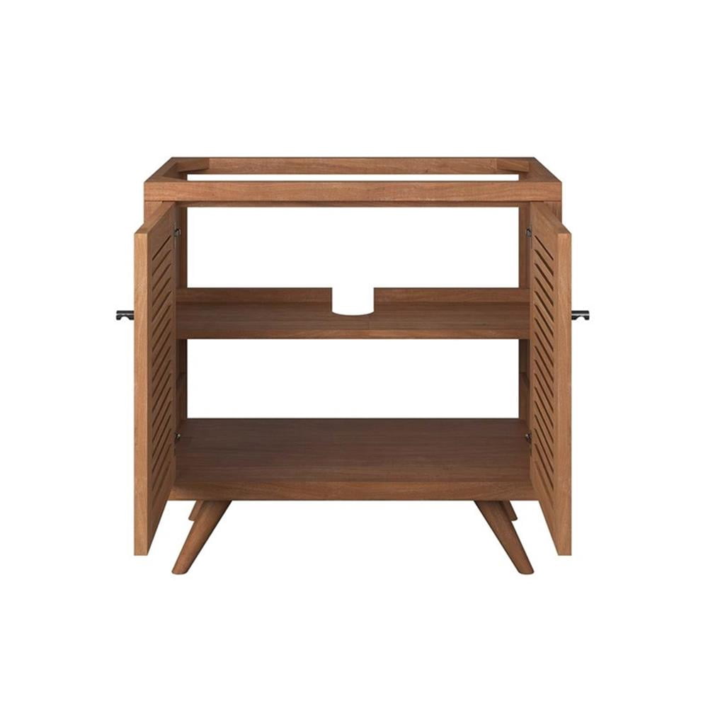Modway 36" 2-Door Teak Wood Bathroom Vanity Cabinet in Natural