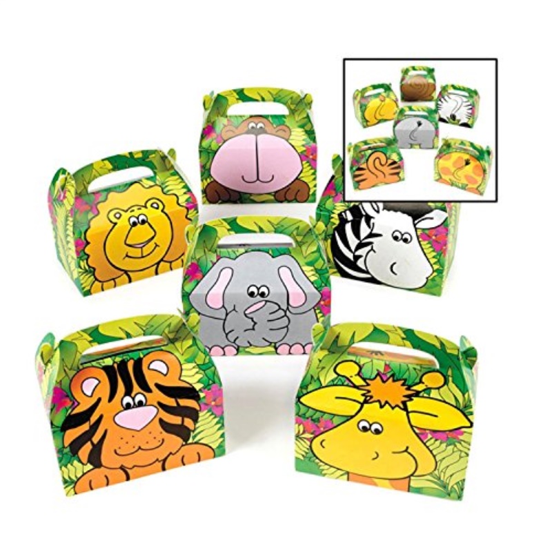 Adorox 24 Pack Zoo Animal Cardboard Treat Box Children Birthday Party
