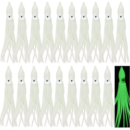 Fishing Squid Skirts Octopus Lures 30pcs Glow Soft Plastic Fishing Bait Trolling Lure Saltwater for Bass Salmon Trout Multicolored 7cm 9cm 11cm