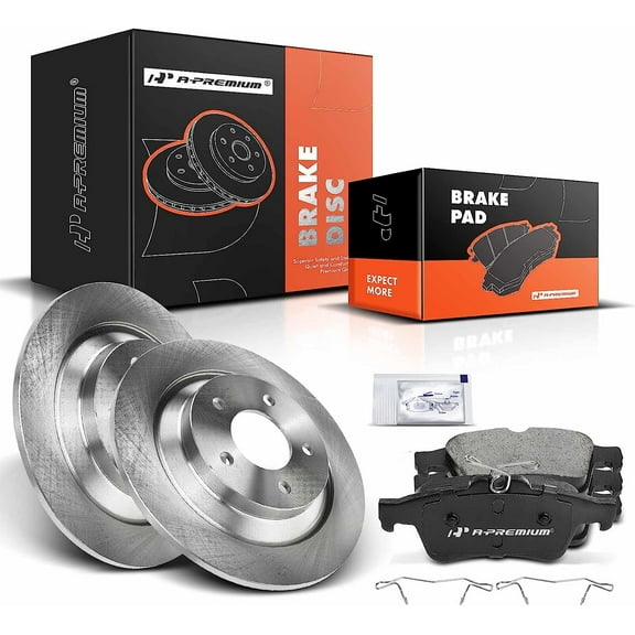 A-Premium 11.88 inch (301.7mm) Rear Solid Disc Brake Rotors   Ceramic Pads Kit Compatible with Select Mazda Models - 5 2006-2010/2012-2017, 6-PC Set