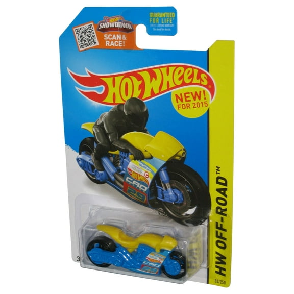 Hot Wheels Showdown HW Off-Road (2015) Street Stealth Yellow & Blue Toy Bike 83/250