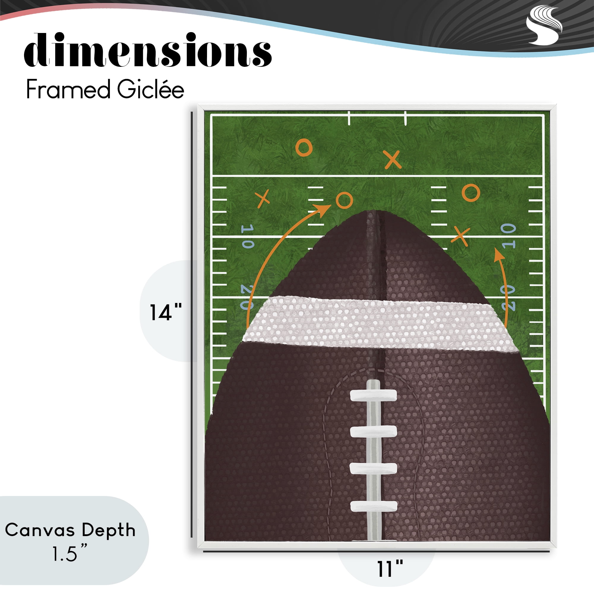 Stupell Industries Football Field Tactics White Framed Giclee Art, design by Jennifer Stith