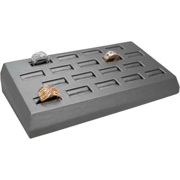 Novel Box 18-Slot Black Velve Rings/Earrings/Cufflinks Holder Tray 8.25x4.5x1.75 Inches