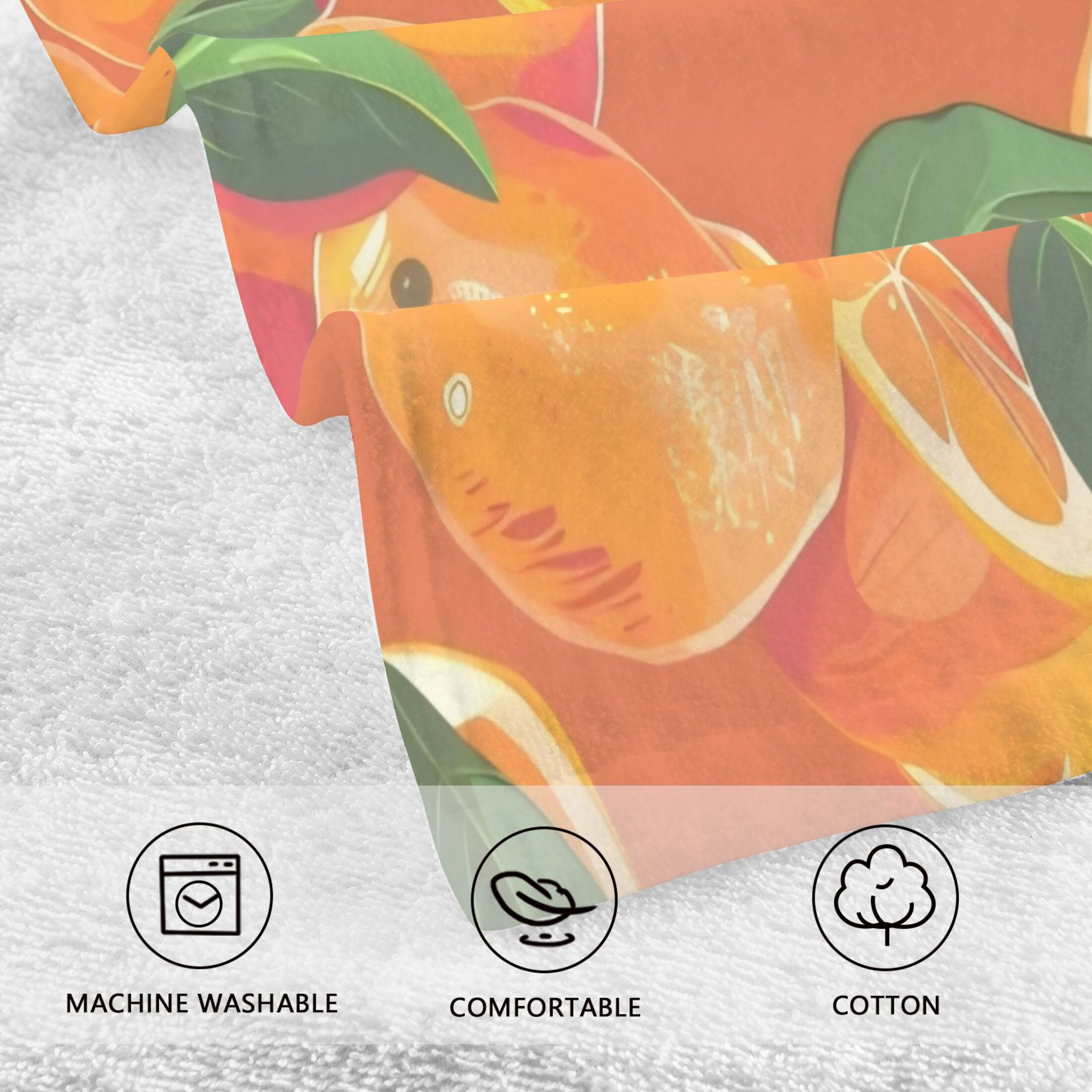 Cotton Towel Two-Piece 16x28 Inch One Sizex2 Face Towel Set Towel Set Cotton Hand Bath Towel Bathroom Beach Mandarin Orange