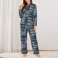 thumbnail image 2 of Fotbe Snowflake Vintage Pattern Pattern Long Sleeve Pajama Set for Women,Sleepwear Set,2-piece Loungewear Set,Soft PJs Comfy Nightwear with Pockets -Large, 2 of 7