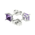 thumbnail image 2 of Clara Pucci 1Ct Alexandrite Princess Cut VVS1 Push Back Stud 14k Solid hypoallergenic Gold Designer Earrings For June, 2 of 7