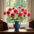 thumbnail image 5 of Gallickan 1pc 3-Head Artificial Dahlia Flower, 25.19in Faux Silk Large Bloom Stem, Realistic Peony for Home Table Wedding Decor, Red, Style I, 5 of 6
