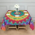 thumbnail image 3 of Colorful Tie Dye Petal Mandala Pattern Square Tablecloth,Waterproof Square Table Cover,Wipeable Spillproof Washable Table Cover for Home Kitchen Party Decor 42"X42"(107x107cm), 3 of 6