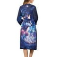 thumbnail image 2 of Yuyamidu Wolf Robe for Women Lightweight Long Sleepwear Gowns Size L Galaxy Long Sleeves Spa Robe Plus Size Rose Bathrobe Sleep Nightgown Butterfly Kimono Robe for Teen Girls, 2 of 7