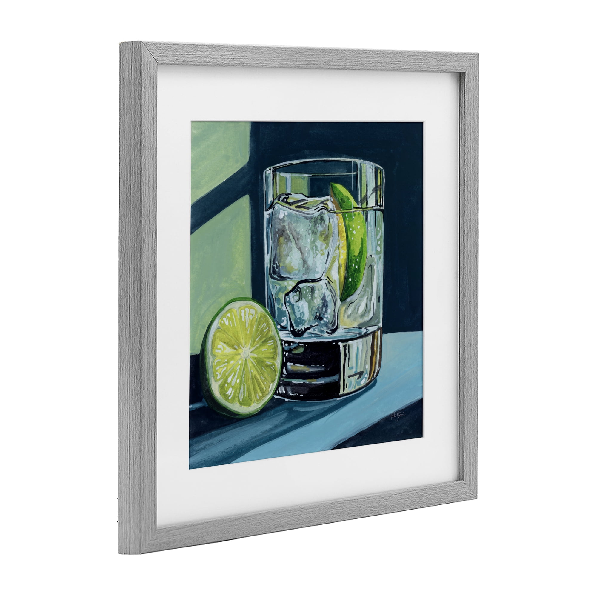 Stupell Industries Lime & Gin Tonic Cocktail Gray Framed Print Under Glass, design by Kate Jarvik Birch