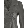 thumbnail image 3 of A2Y Women's Classic Vegan Leather Zip Up Rider Style Moto Biker Jacket Ash Grey XL, 3 of 4