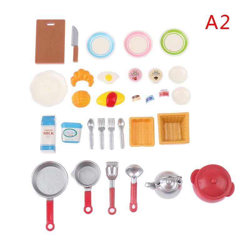 4Pcs/set 1:12 Dollhouse miniature metal cooking pan pot kitchen cookwareO 2 
