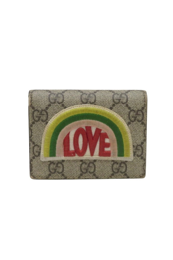 Pre-Owned Gucci Half Wallet, Bi-fold GG Supreme Leather, 476412