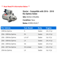 thumbnail image 2 of Starter - Compatible with 2016 - 2018 Kia Optima Sedan 2017, 2 of 2
