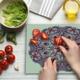 thumbnail image 3 of Mandala Cutting Board, Detailed Pattern Flower and Leaves Bohemian Themed Art Illustration, Decorative Tempered Glass Cutting and Serving Board, Large Size, Multicolor, by Ambesonne, 3 of 5