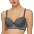 thumbnail image 5 of HVOBTTY Women's Underwire Push Up Bra Patchwork Back Closure Lightweight Breathable Comfortable Daily Bra Dark Gray, 38/85B, 5 of 5