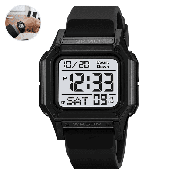 Waterproof Digital Multifunctional Sport Watch with Alarm, Stopwatch, Luminous Backlight, Timer & Calendar for Active Daily Use
