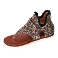 thumbnail image 6 of Women's Clip Toe Flat Sandals Breathable Denim Flip Flops Buckle Studded Open Toe Summer Low Platform Dressy Shoes Brown Size 9.5, 6 of 6