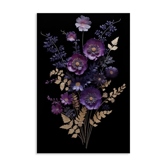 Stupell Industries Dimensional Purple Flowers Floral Painting Wrapped Canvas Canvas Art Print Wall Art, 16 x 24