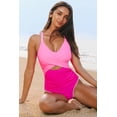 thumbnail image 4 of Chic Rose Red Ric Rac Trim Cutout One Piece Swimsuit with Contrasting Patchwork Design - [ZhiHiMeRi] | (US 12-14)L, 4 of 12