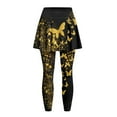 thumbnail image 3 of FUIALDOLG Golden Butterflies Athletic Skirt With Leggings for Women Butterfly Skirted Leggings Athletic Tennis Golf Pants Stretchy High Waist Yoga Pants with Pocket Holiday Party Costume,Size 2XL, 3 of 7