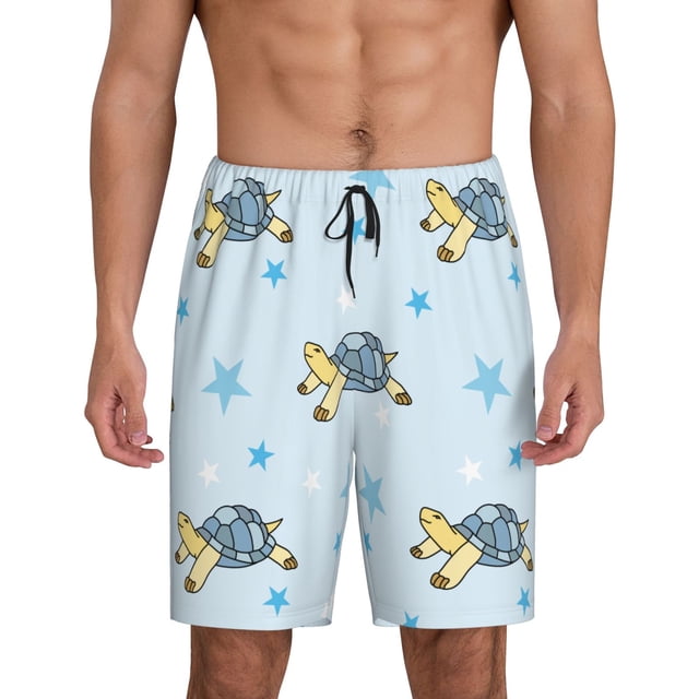 Fotbe Cartoon Turtle Pantalones Cortos de Pijama para Hombre, Ropa de Dormir, Pantalones de Pijama Cortos para Hombre-4X-Large