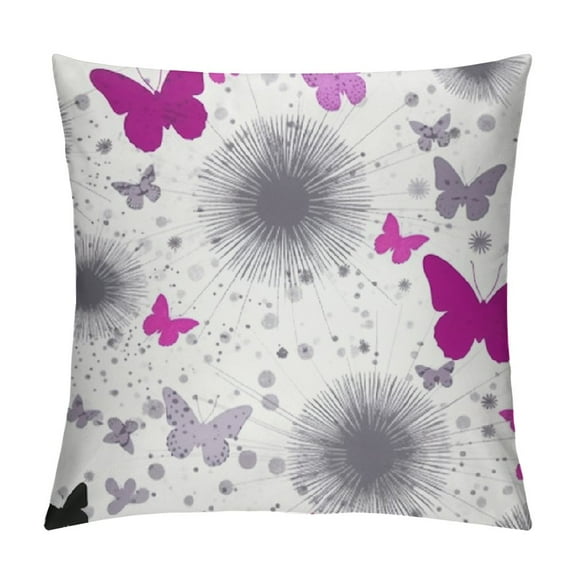 Shiartex Butterfly Double Sides Print Pillow Cover,Natural Animals Plants Pillowcase Soft Square Cushion Case,Abstract Dandelion Modern Purple Gray Throw Pillow Cover Single Pack for Room Decor