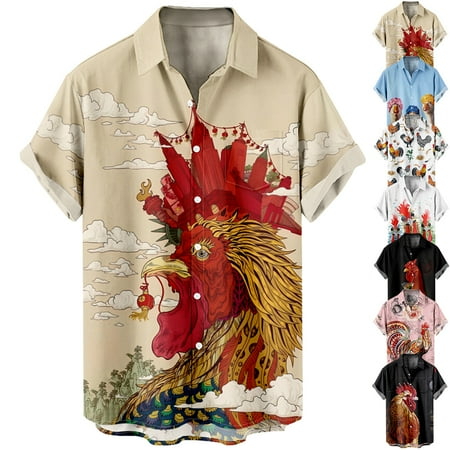 

Hawaiian Casual Printed Beach Shirt Men s Short-Sleeve Shirt